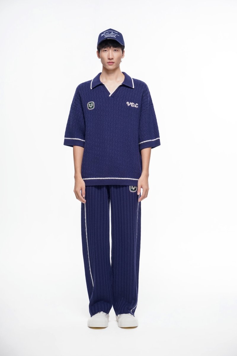 Solis Knit Polo – Blue (Cashmere Blend) - Valabasas