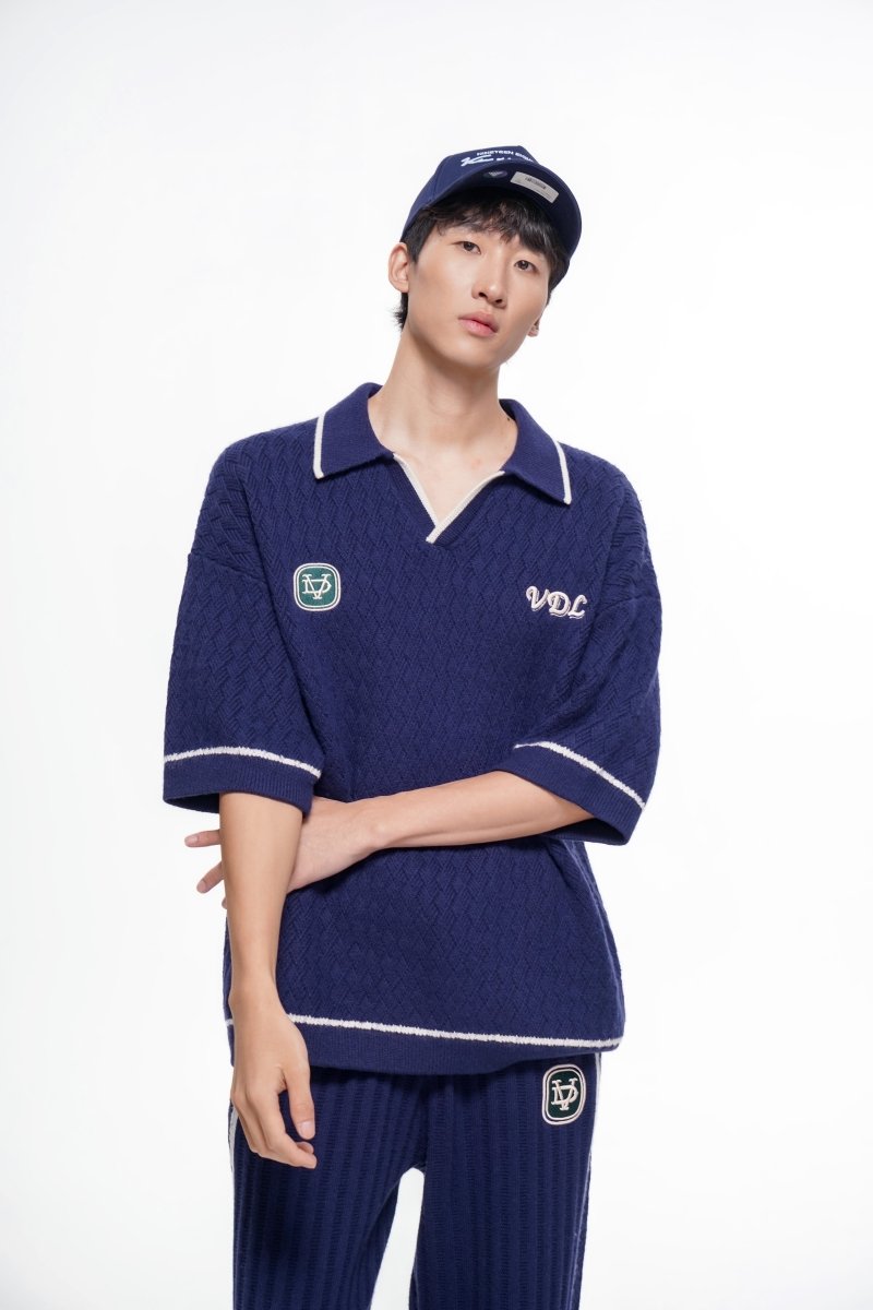 Solis Knit Polo – Blue (Cashmere Blend) - Valabasas