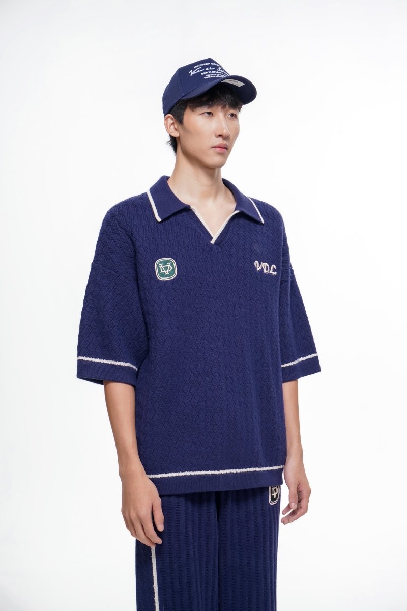 Solis Knit Polo – Blue (Cashmere Blend) - Valabasas