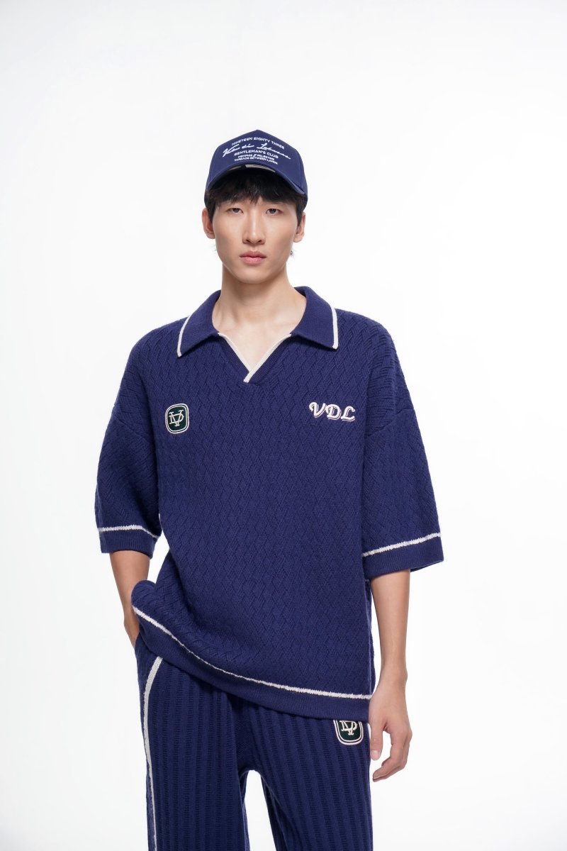 Solis Knit Polo – Blue (Cashmere Blend) - Valabasas