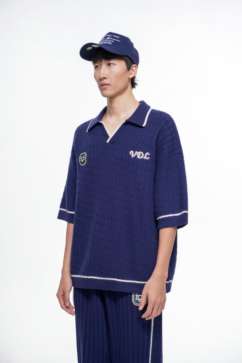 Solis Knit Polo – Blue (Cashmere Blend) - Valabasas