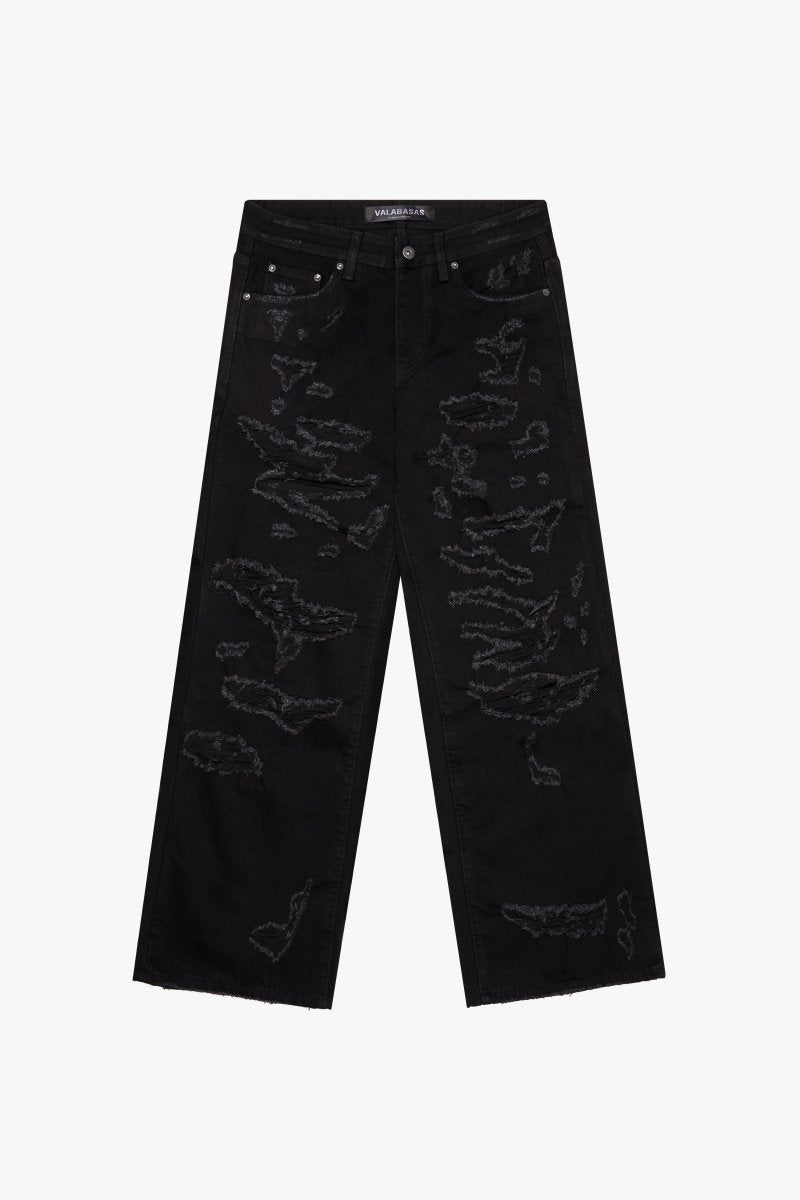 "SPLINTER" BAGGY JEAN JET BLACK - Valabasas