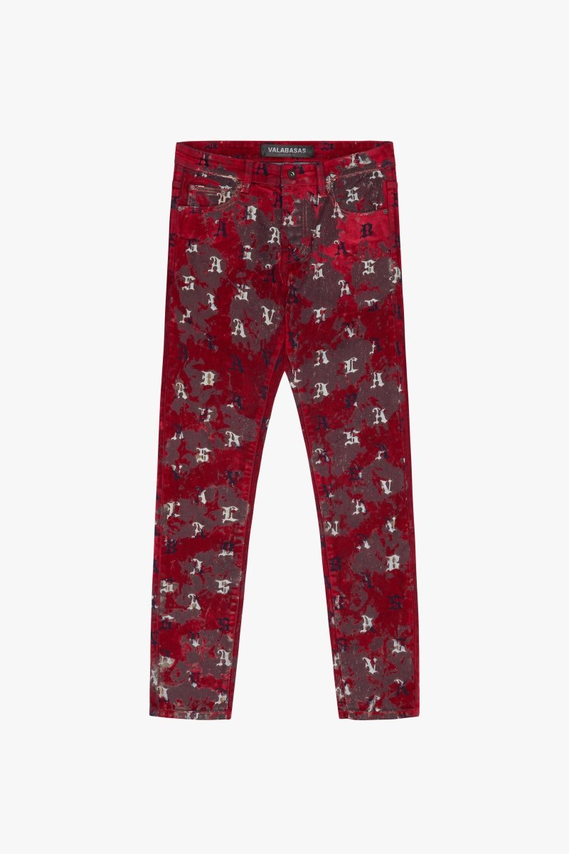 "SPROUT" SKINNY JEAN RED SUEDE - Valabasas