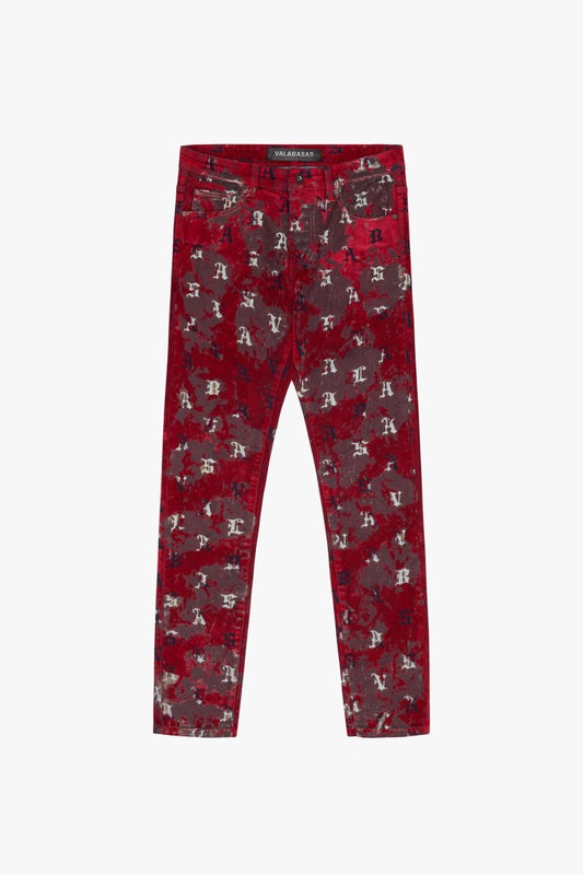 "SPROUT" SKINNY JEAN RED SUEDE - Valabasas