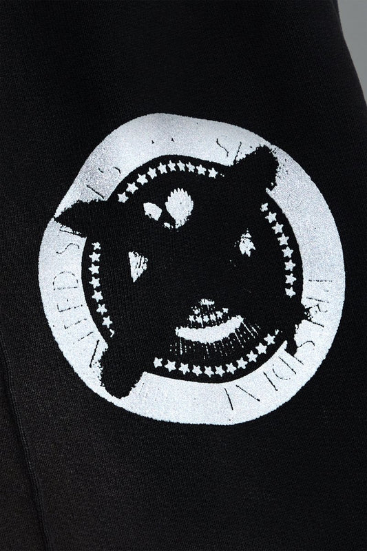 "STAMP" STRAIGHT PANT BLACK FRENCH TERRY - Valabasas