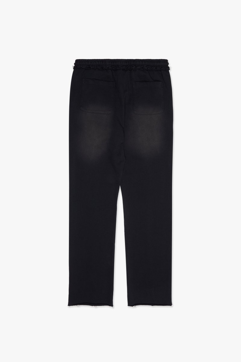 "STAMP" STRAIGHT PANT BLACK FRENCH TERRY - Valabasas