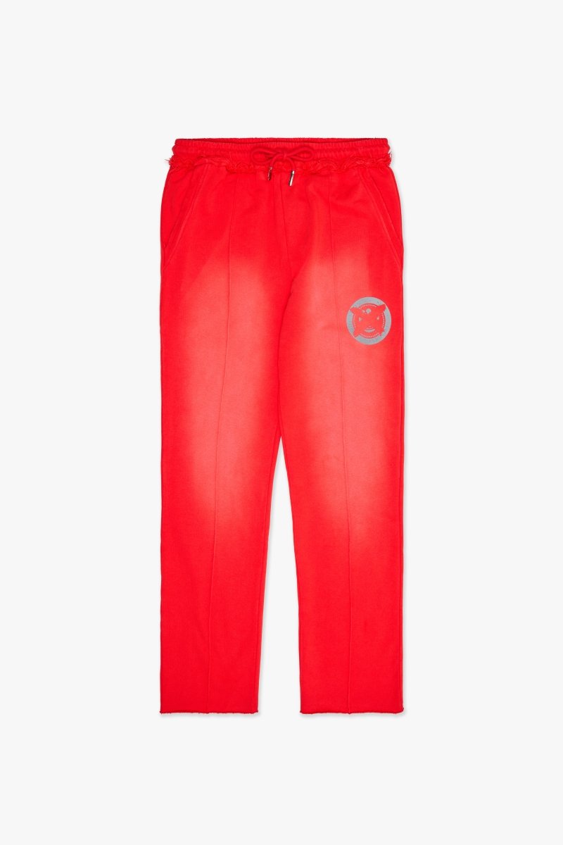 "STAMP" STRAIGHT PANT RED FRENCH TERRY - Valabasas