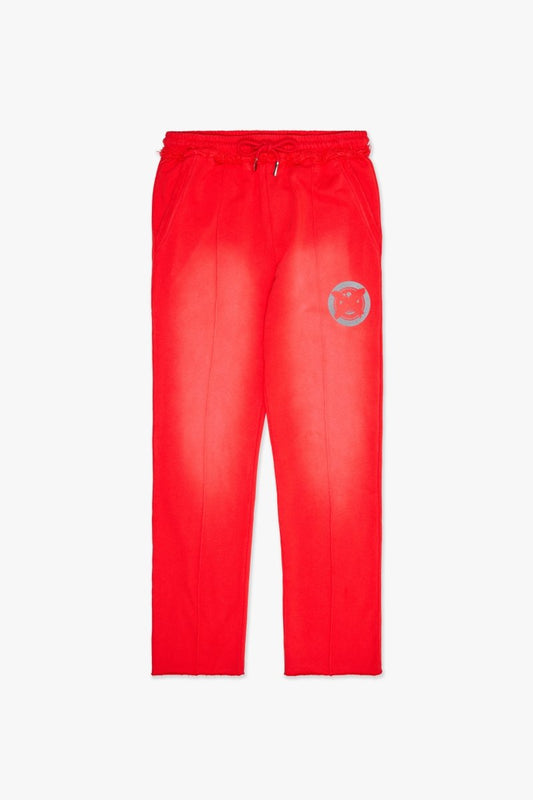 "STAMP" STRAIGHT PANT RED FRENCH TERRY - Valabasas