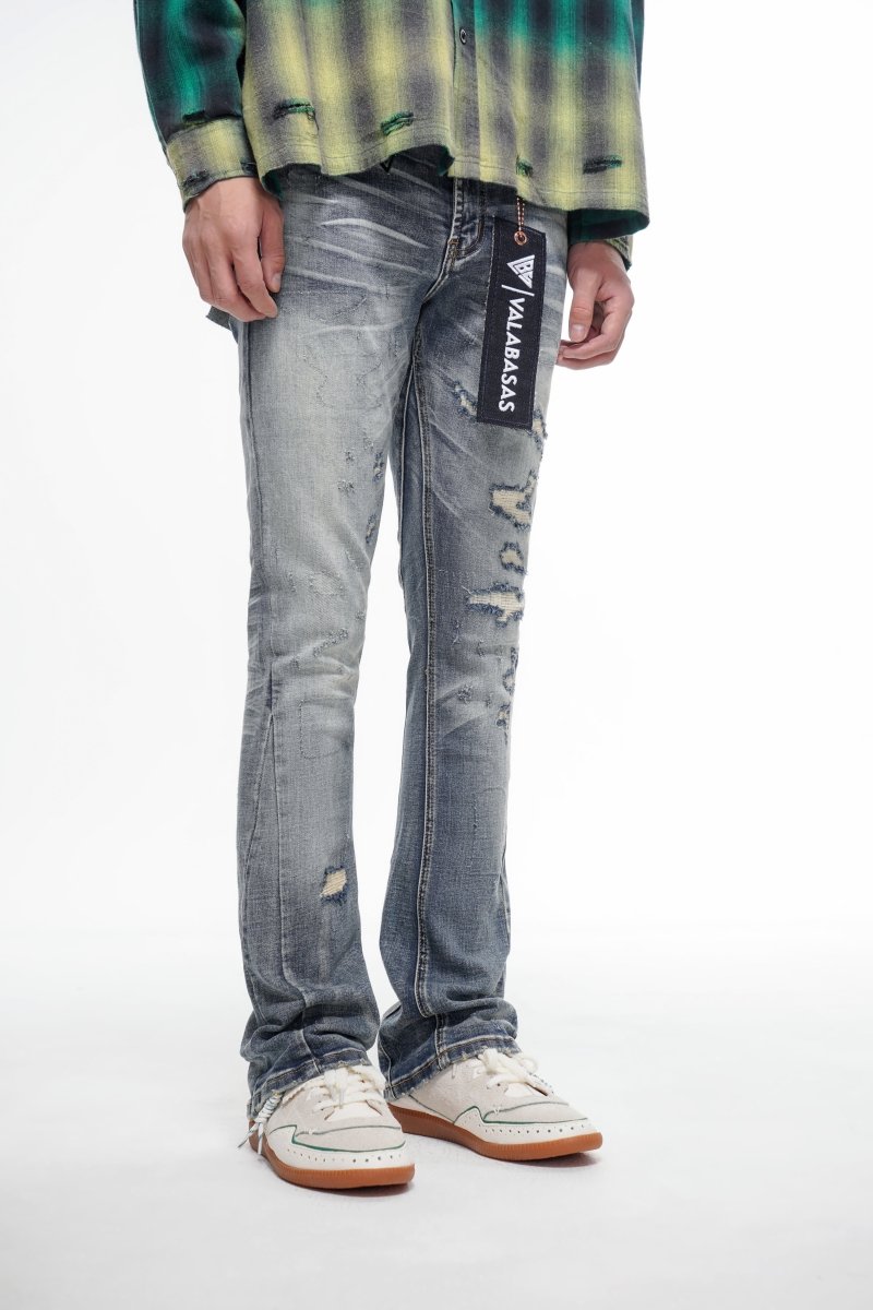 VALABASAS フリンジ加工デニム　29 Static Blue Wash Stacked – Valabasas