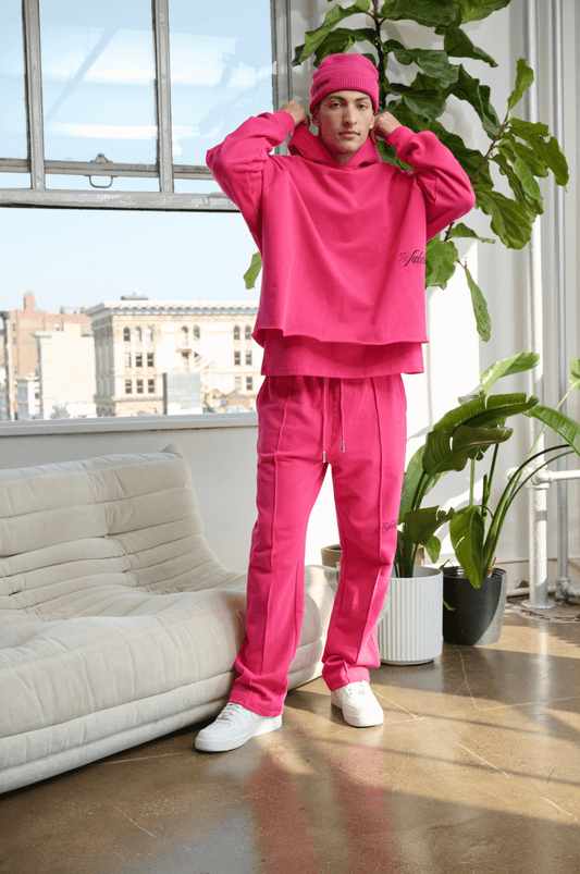 "STEEL" CROPPED HOODIE PINK - Valabasas