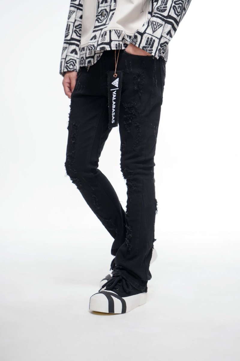 Steeltoe Stacked Jet Black Jean - Valabasas