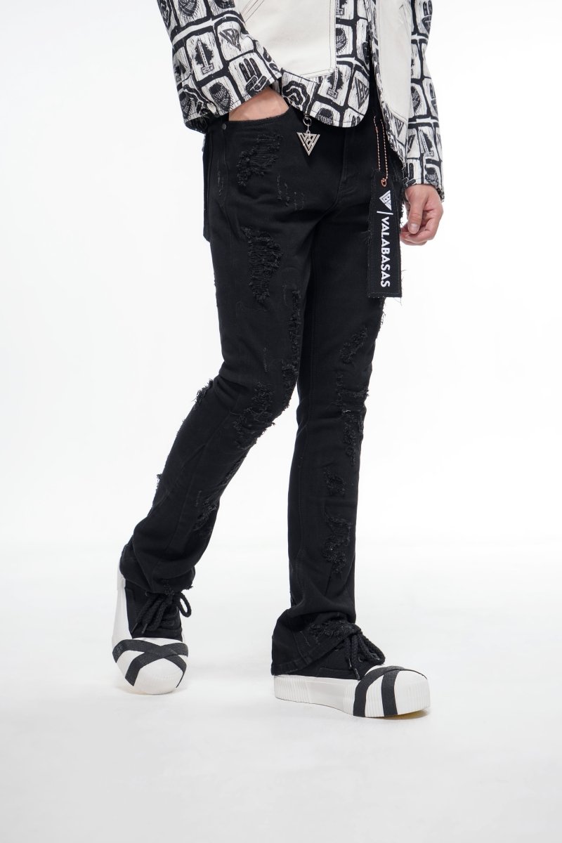 Steeltoe Stacked Jet Black Jean - Valabasas