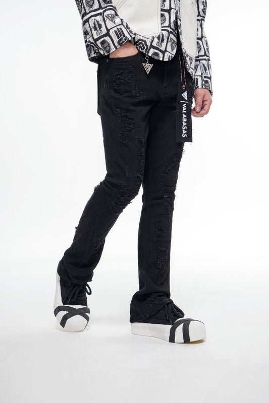 Steeltoe Stacked Jet Black Jean - Valabasas