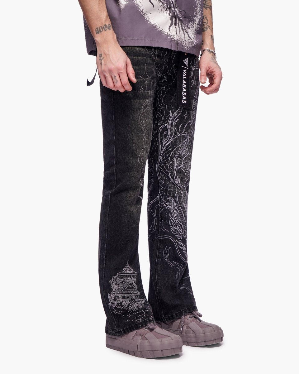 Stone Serpent Stacked Denim Vintage Black - Valabasas