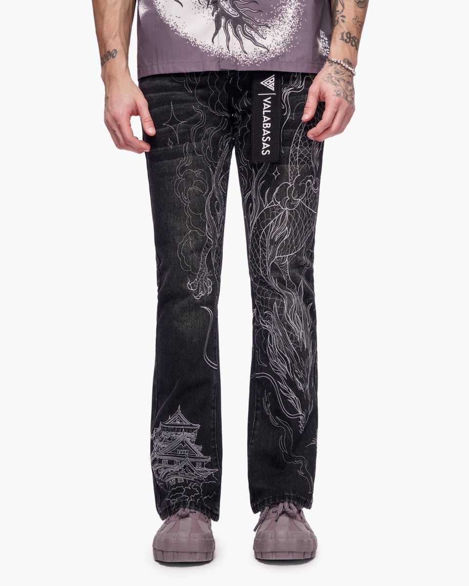 Stone Serpent Stacked Denim Vintage Black - Valabasas