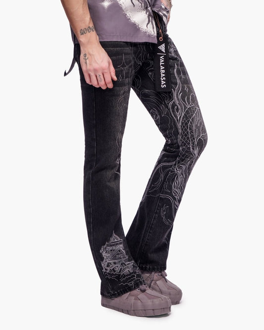 Stone Serpent Stacked Denim Vintage Black - Valabasas