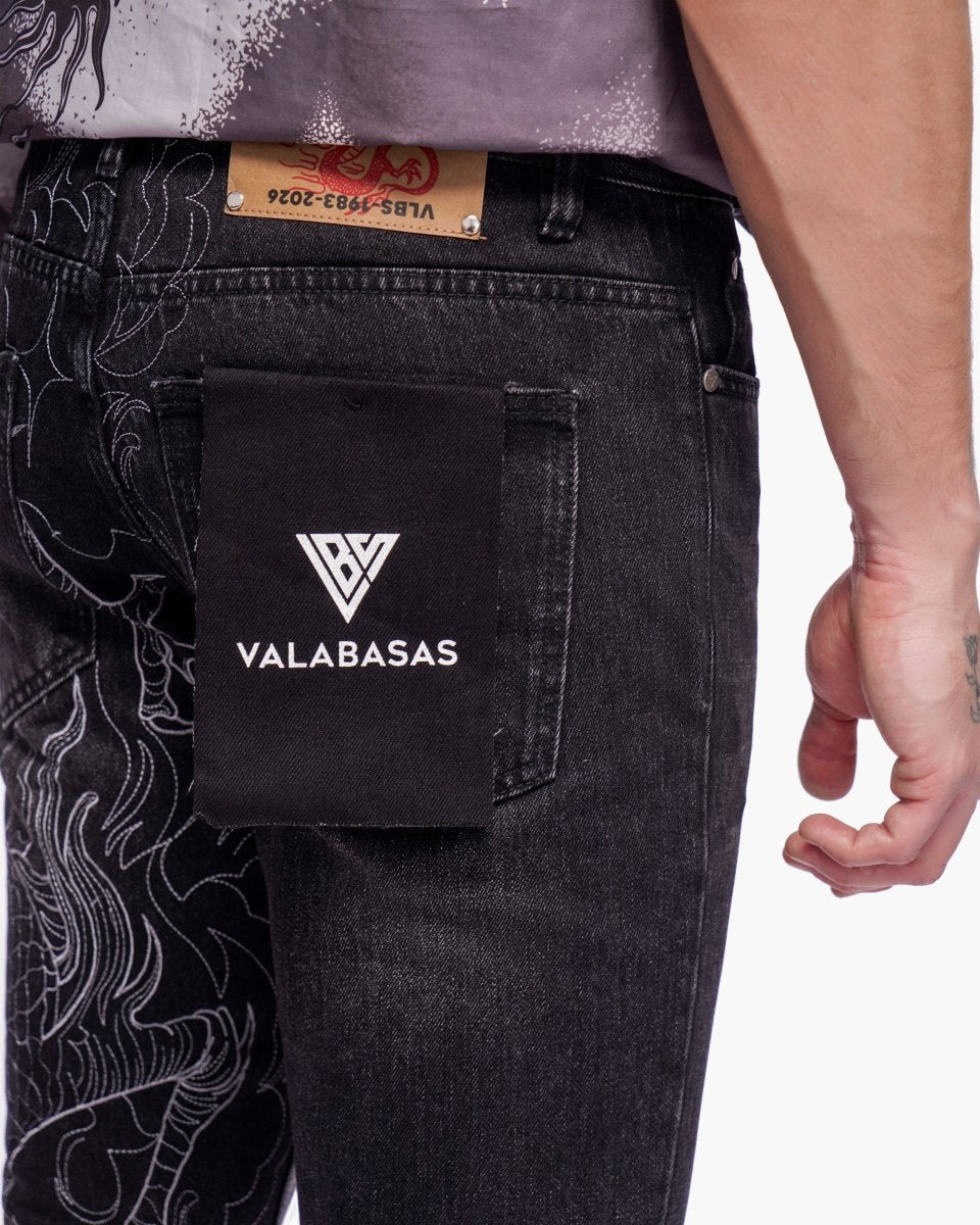 Stone Serpent Stacked Denim Vintage Black - Valabasas