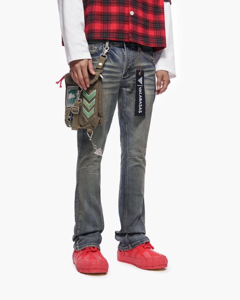 valabasas BLUE stacked Damage denim Valabasas “Ravaged” Blue/Black