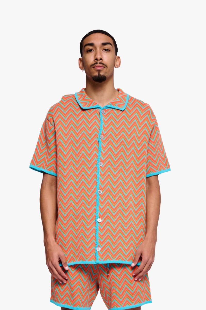 Strata Button Down Orange Multi - Valabasas