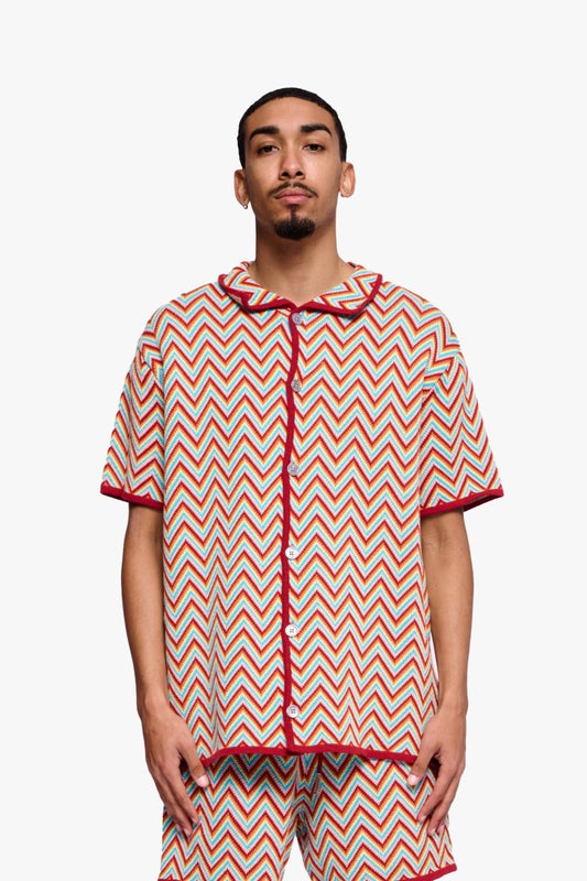 Strata Button Down Red Multi - Valabasas