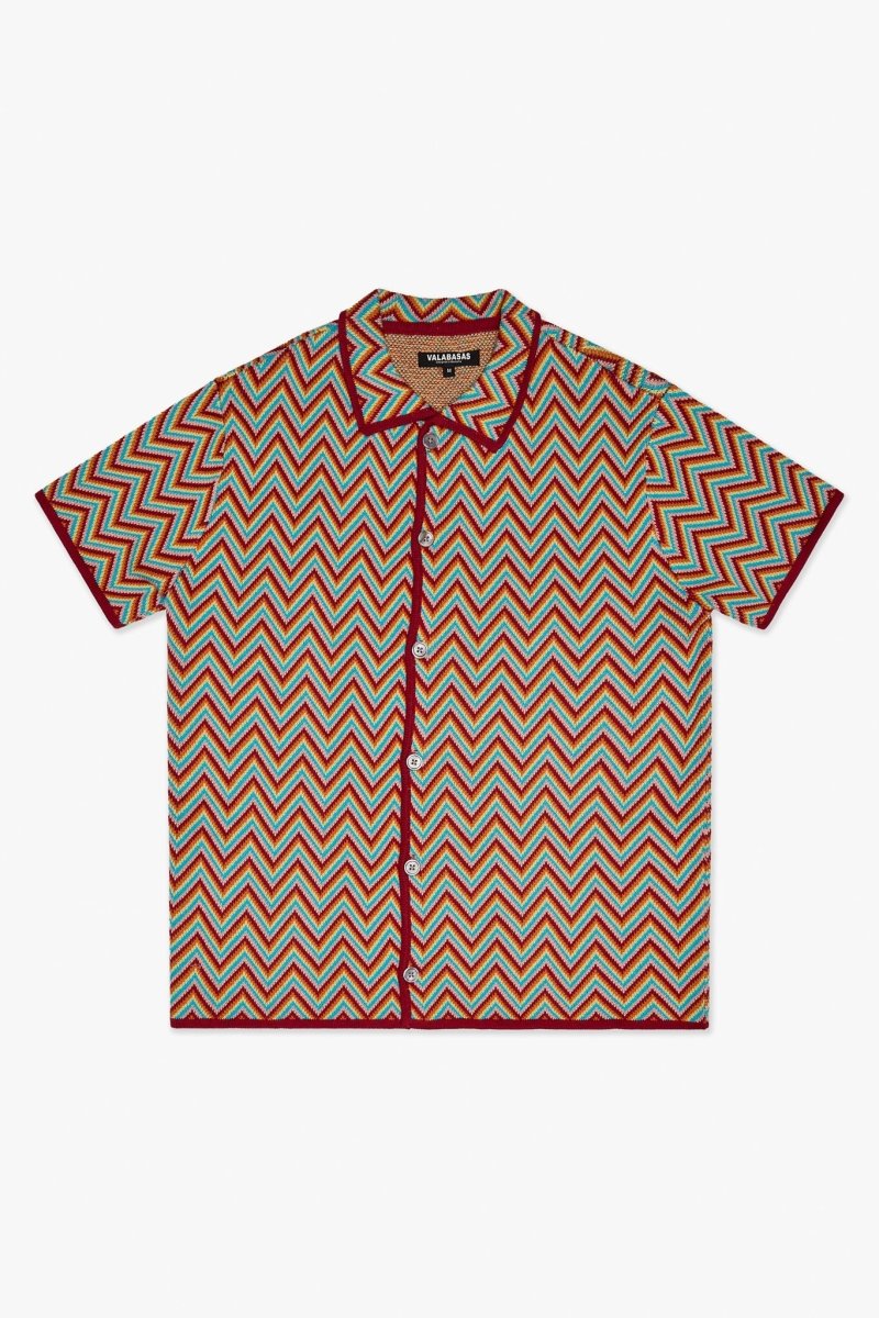 Strata Button Down Red Multi - Valabasas