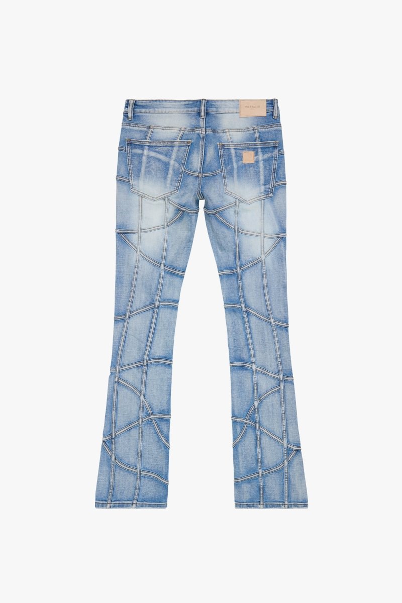 “STREAK” STACKED FLARE DENIM LIGHT BLUE WASH - Valabasas