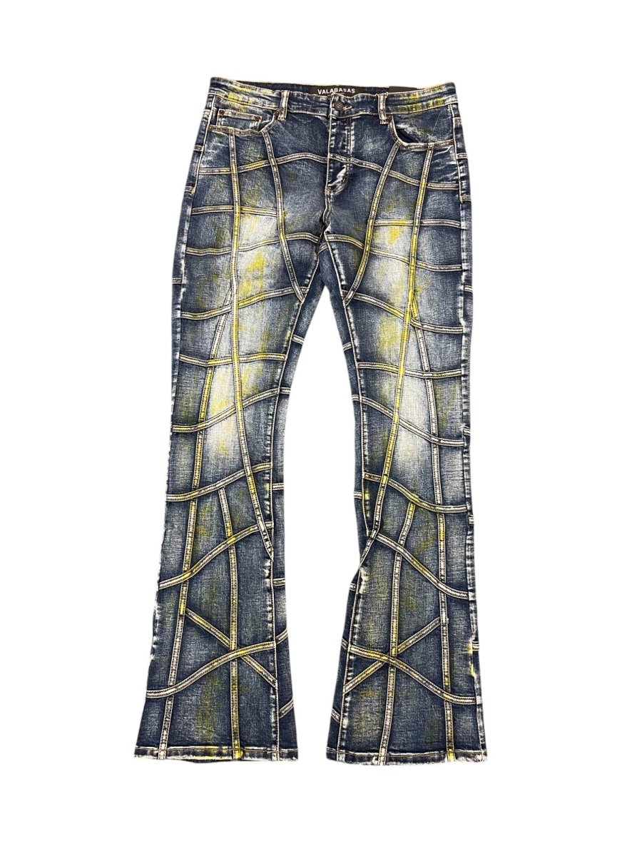 “STREAK” STACKED FLARE DENIM VINTAGE WASH - Valabasas