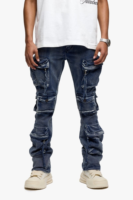 Strike Light Vintage Blue Stacked Flare Jean