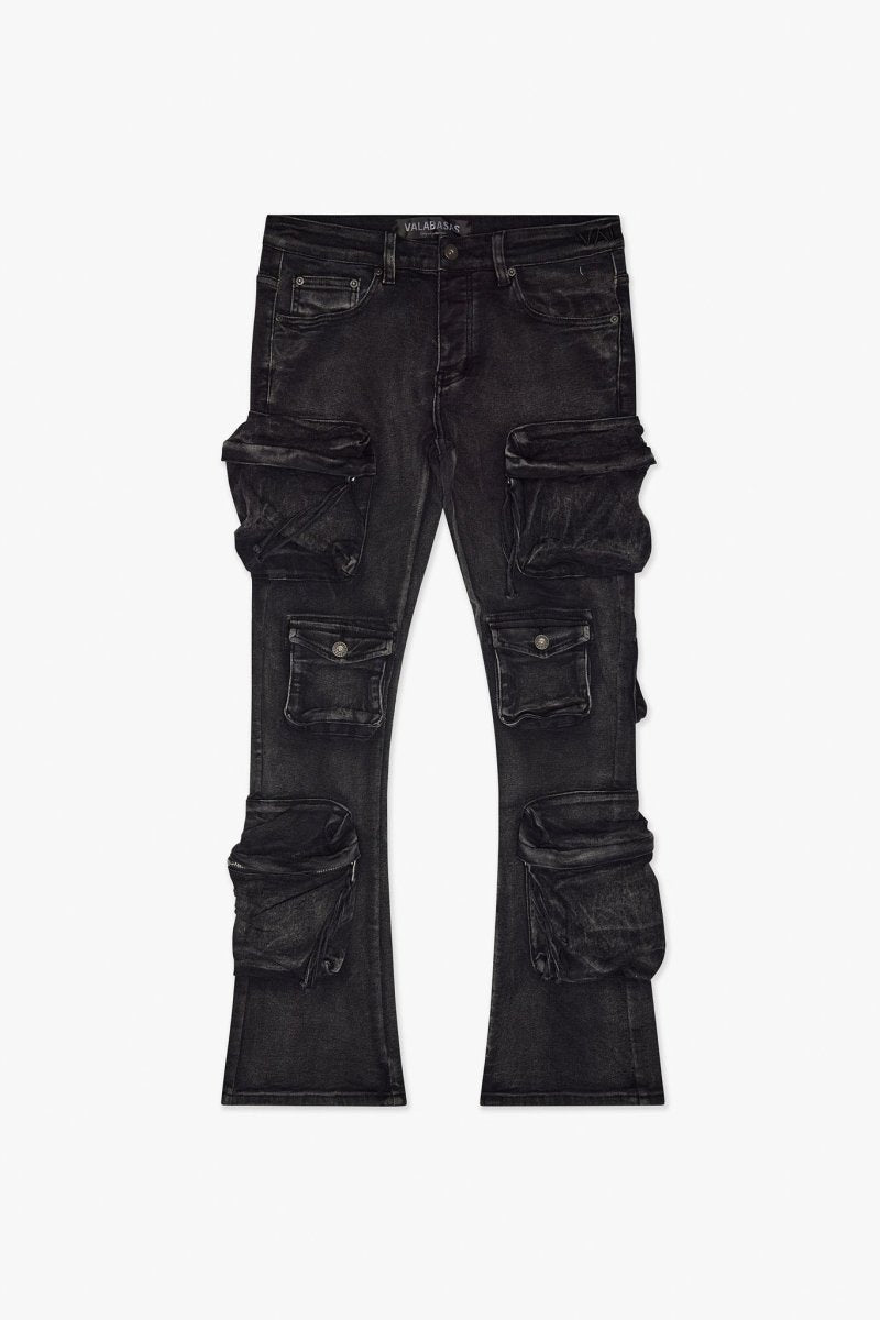 Strike Black Washed Stacked Flare Jean