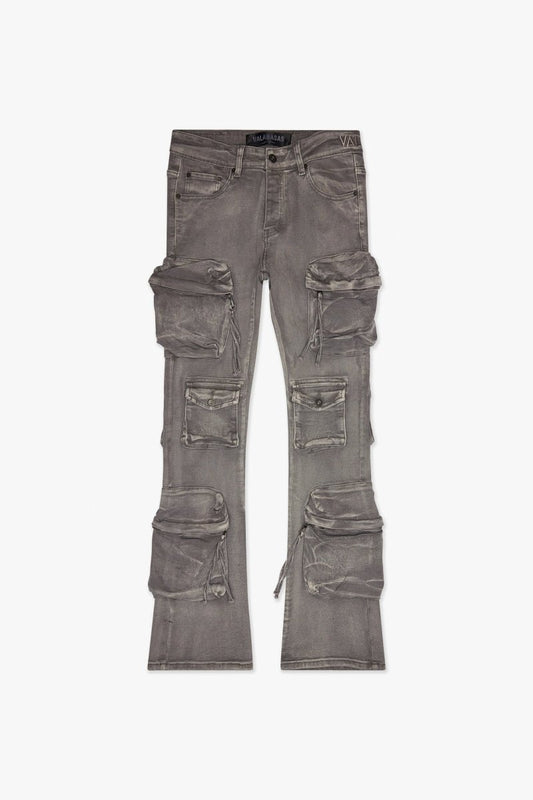 Strike Stacked Flare Jean Grey Washed - Valabasas