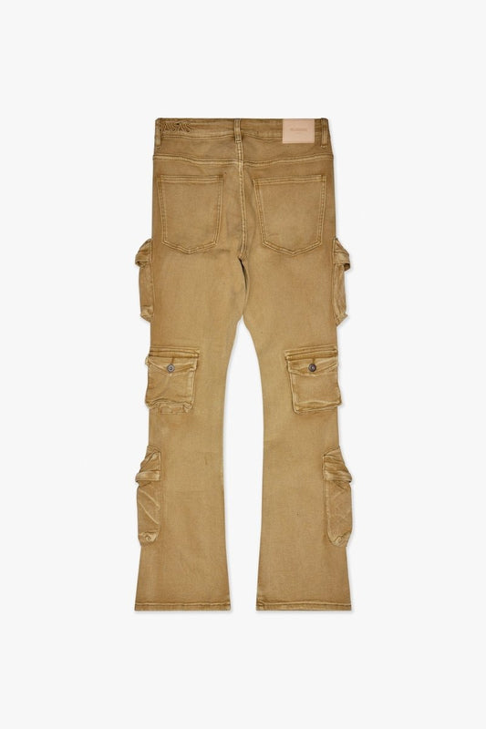 Strike Stacked Flare Jean Khaki Washed - Valabasas