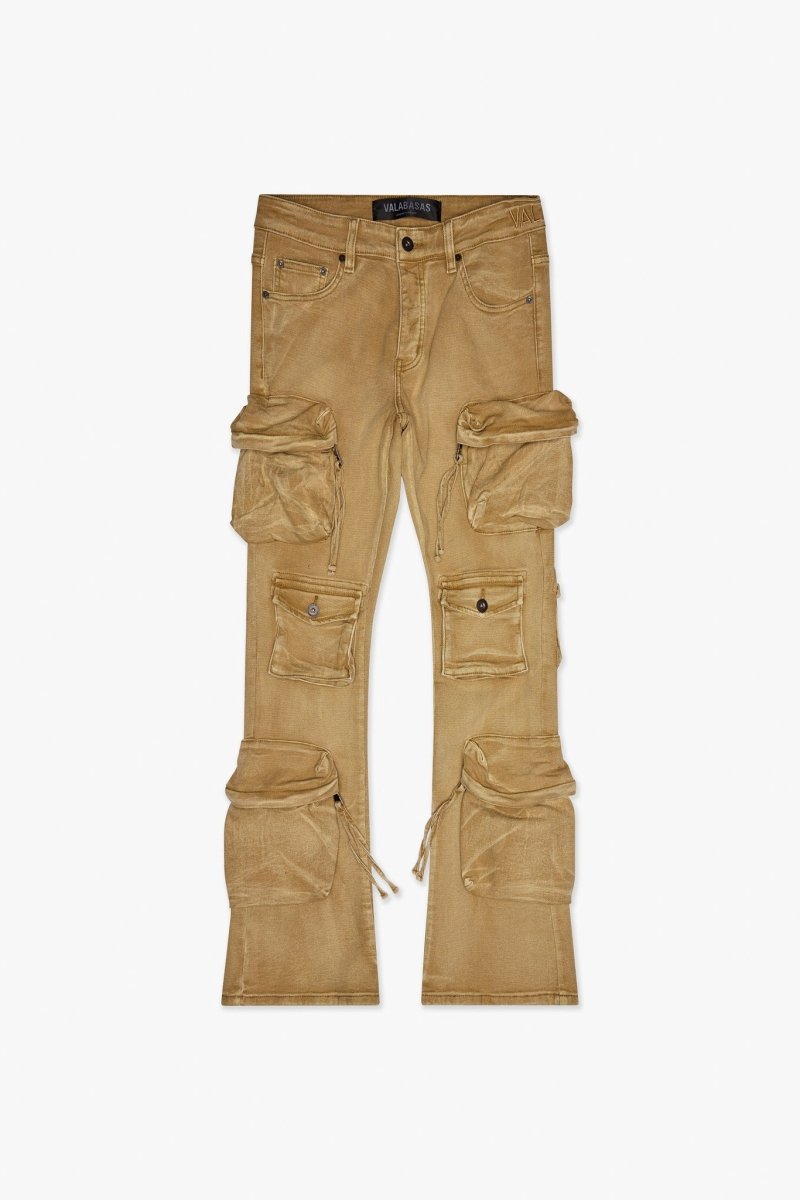 Strike Khaki Washed Stacked Flare Jean