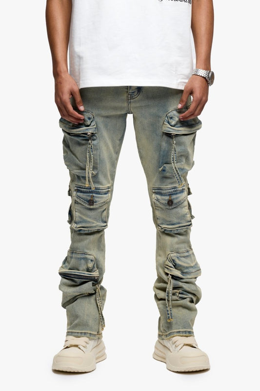 Strike Stacked Flare Jean Light Vintage Blue - Valabasas