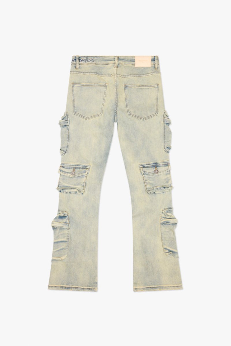 Strike Light Vintage Blue Stacked Flare Jean