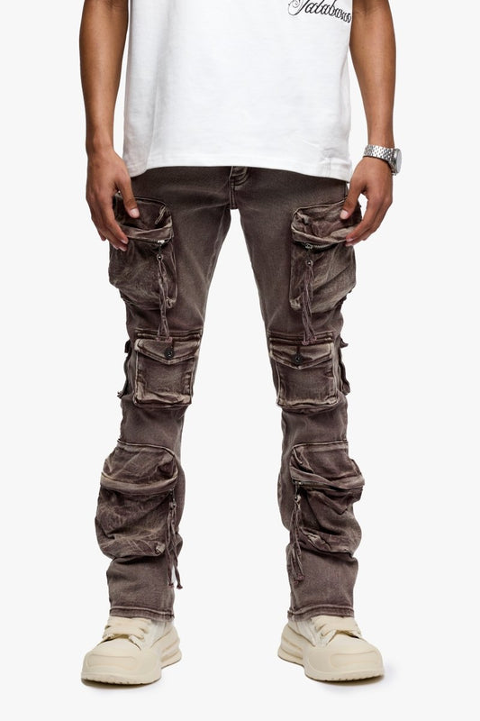 Strike Stacked Flare Jean Success Brown Wash - Valabasas
