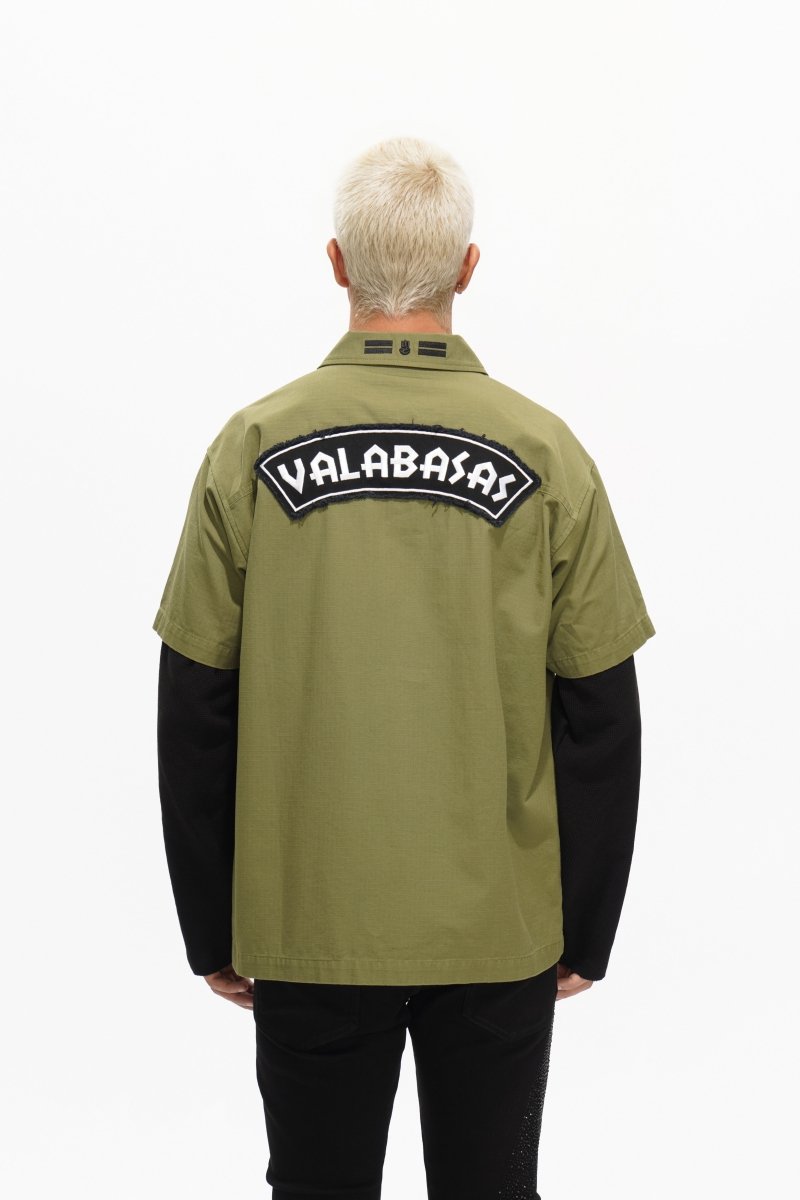 Summit Olive Layered Button Down - Valabasas