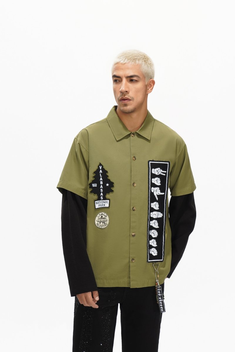 Summit Olive Layered Button Down - Valabasas