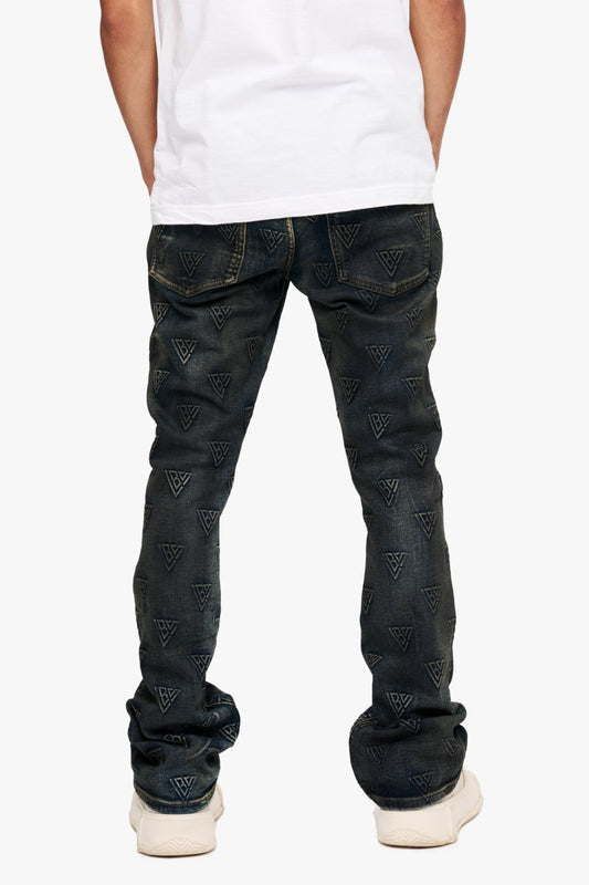 Tagged Stacked Flare Jean Dirty Blue - Valabasas