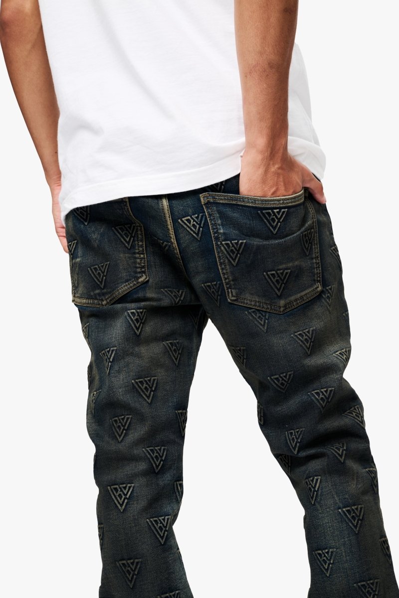 Tagged Stacked Flare Jean Dirty Blue - Valabasas