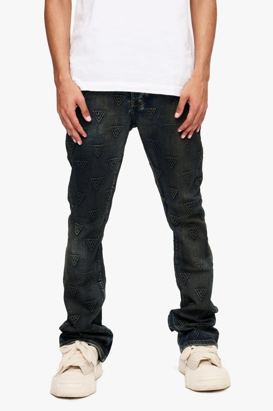 Tagged Stacked Flare Jean Dirty Blue - Valabasas