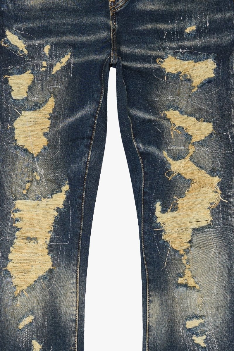 Team Aztech Stacked Flare Vintage Dark Blue - Valabasas