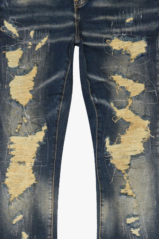 Team Aztech Stacked Flare Vintage Dark Blue - Valabasas