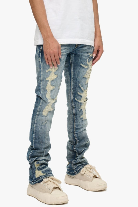 Tearaway Stacked Flare Jean Dark Blue Wash - Valabasas