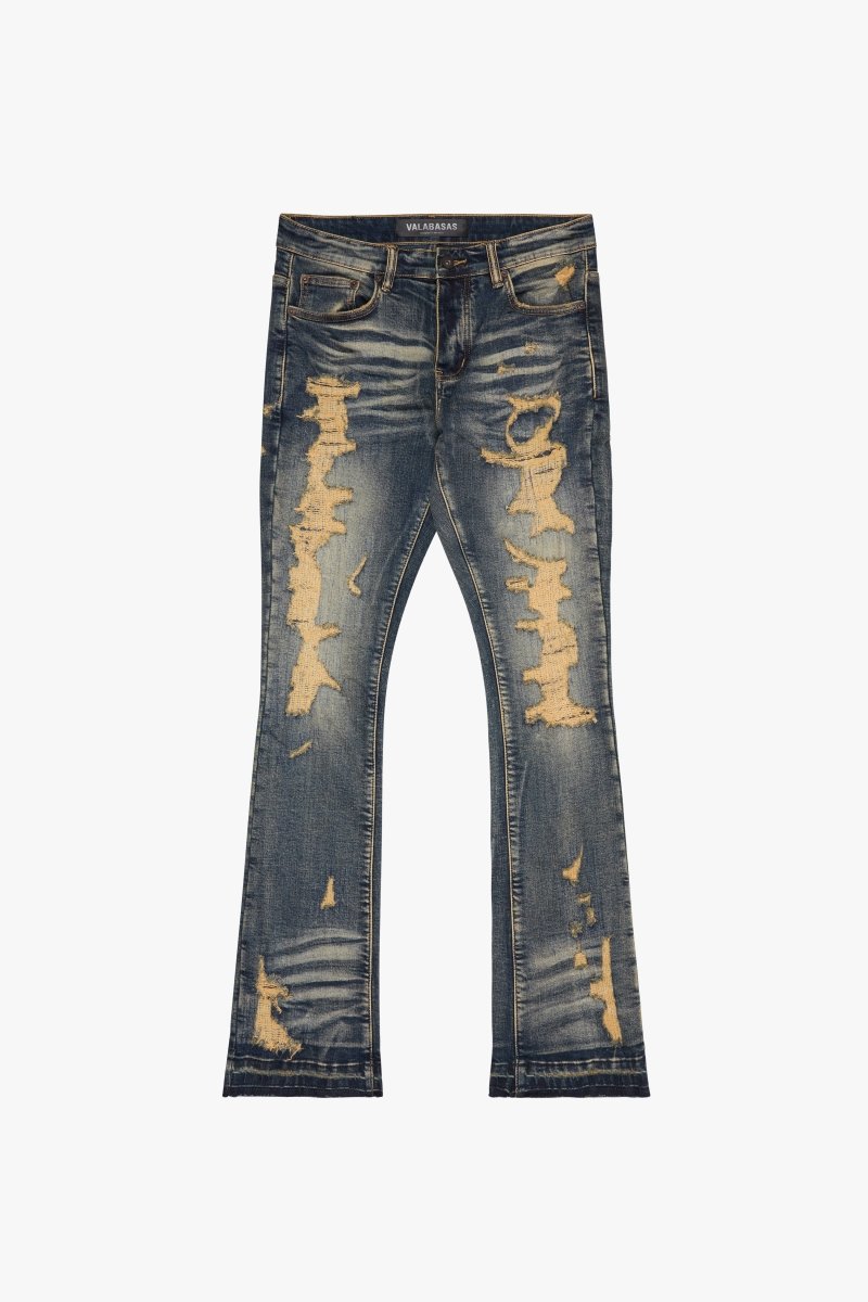 Tearaway Stacked Flare Jean Dark Vintage Washed - Valabasas