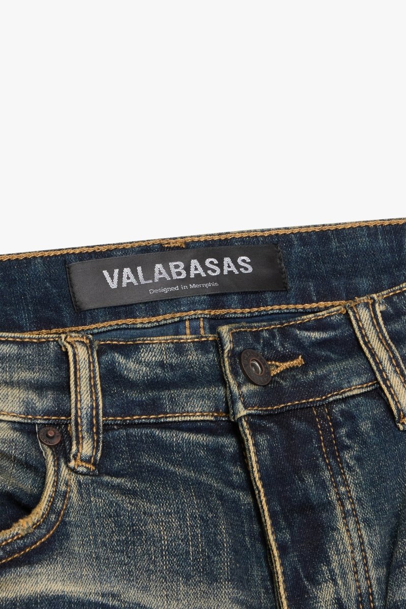 Tearaway Stacked Flare Jean Dark Vintage Washed - Valabasas