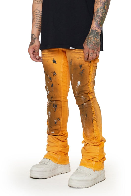 “TENACITY" STACKED FLARE JEAN ORANGE - Valabasas