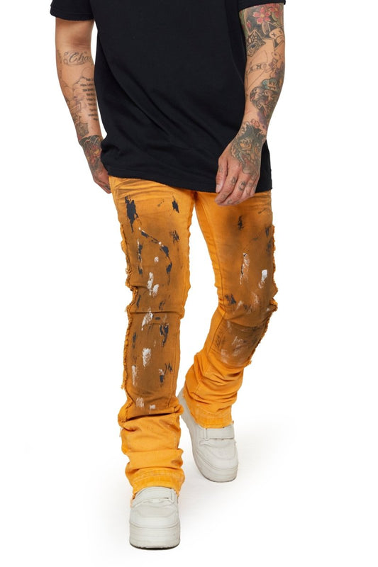 “TENACITY" STACKED FLARE JEAN ORANGE - Valabasas