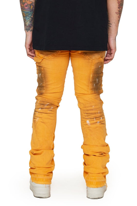 “TENACITY" STACKED FLARE JEAN ORANGE - Valabasas