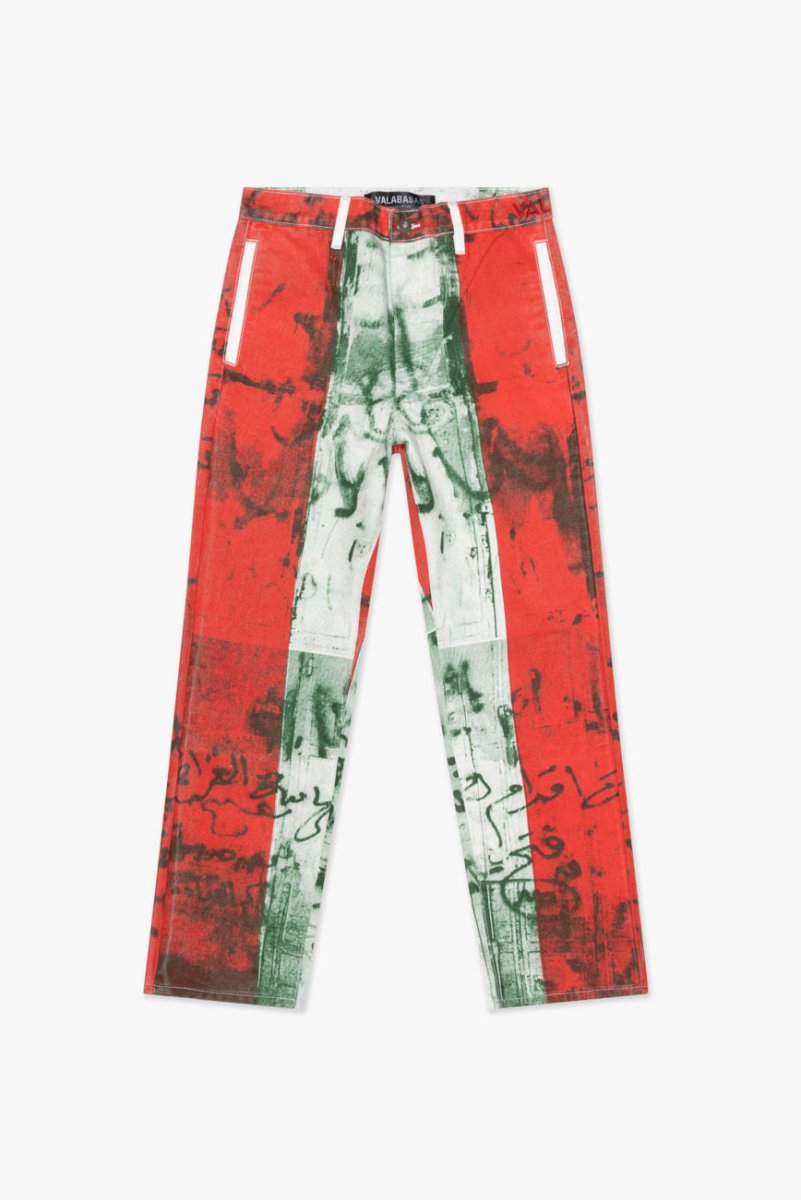 "THAHAB" STRAIGHT PANT GREEN MULTI - Valabasas