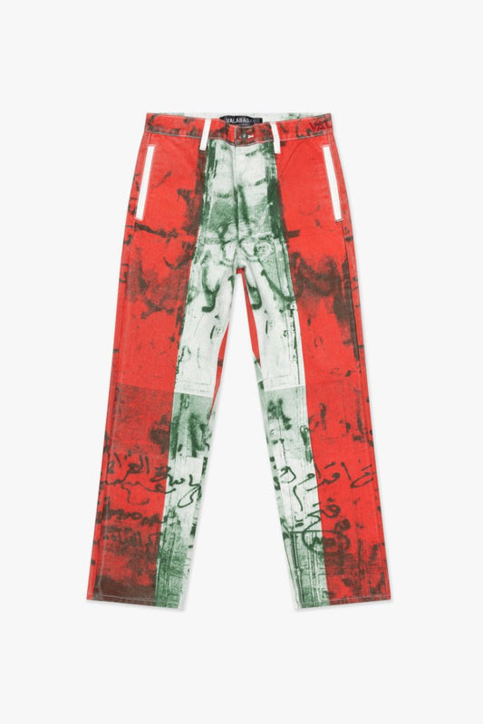 "THAHAB" STRAIGHT PANT GREEN MULTI - Valabasas
